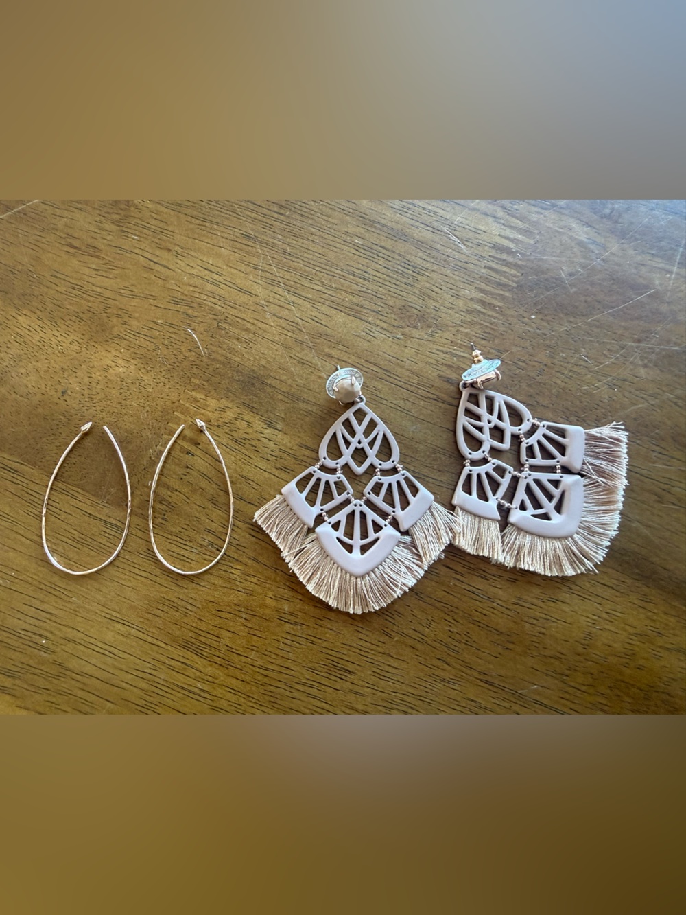 Stella & Dot Alexandria Chandelier Earrings and Rose Gold Hoops